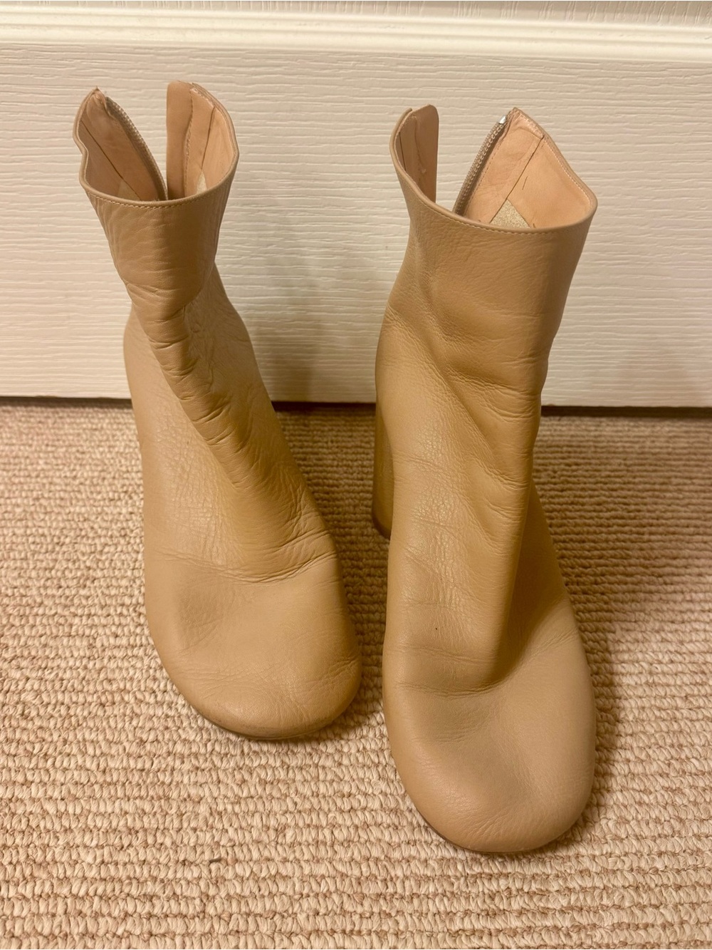 Margiela Tabi Tan Stretch Leather Ankle Boots
